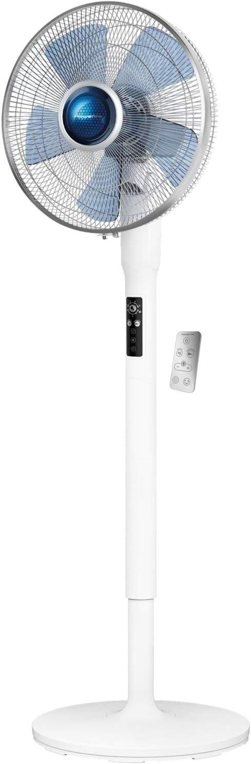 Rowenta VU5870 Standventilator Turbo Silence Extreme+ | Fernbedienung | 5 Geschwindigkeiten | Abschaltautomatik | Timer | Automatische Oszillation | Höhenverstellbar, Weiß