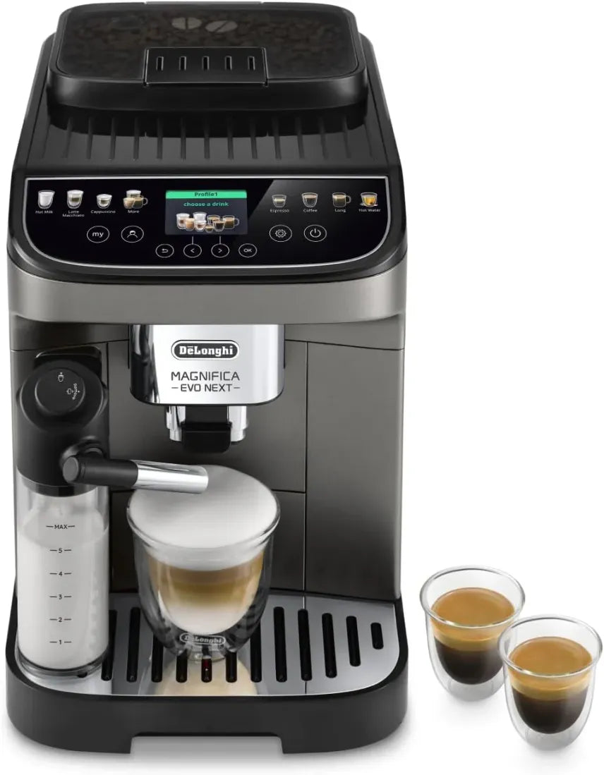 De’Longhi Magnifica Evo ECAM 292.81.B Kaffeevollautomat mit LatteCrema Milchsystem, 7 Direktwahltasten für Cappuccino, Espresso und weitere Kaffeespezialitten, 2-Tassen-Funktion, Schwarz