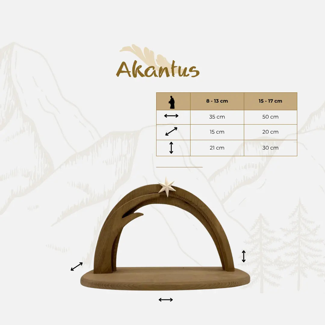 Krippenfiguren Set (7 Figuren) von Akantus natur mit Stall "Leonardo"