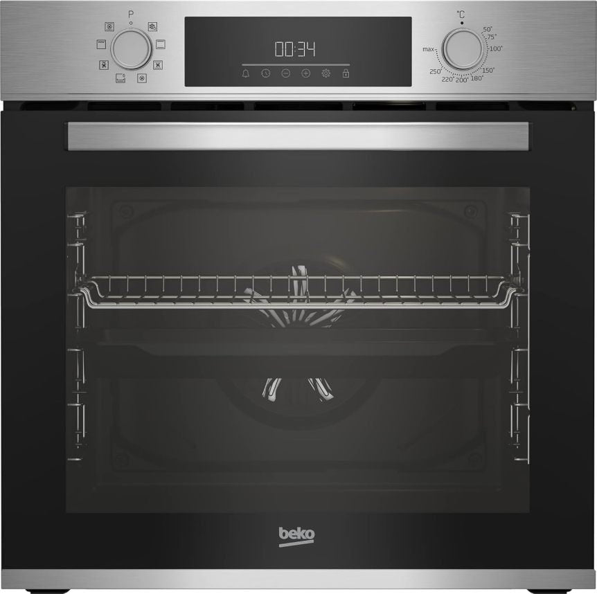 Beko BBSM12340X Einbau-Backofen-Set, zwei autarke Geräte: Induktionskochfeld mit 4 Kochzonen, Backofen mit 8 Heizarten, 72 l Garraum-Volumen, Kindersicherung, Sensortasten, Schwarz/Edelstahl 1