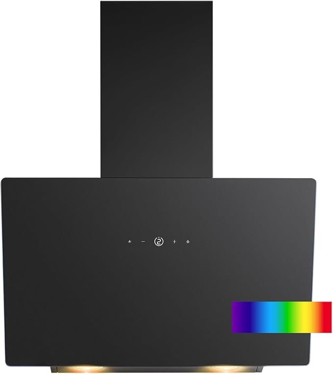 Bomann DU 7611 G 60 cm Dunstabzugshaube – Kopffreihaube mit LED-Ambientebeleuchtung, Umluft- und Abluftbetrieb, inkl. Montagematerial