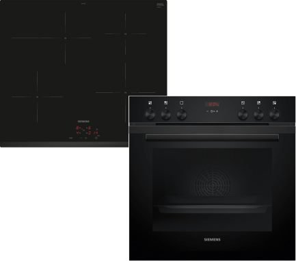 Siemens EQ522IA01, Einbauherd-Set, Bestehend aus HE517GBS4 Herd, 60 x 60 cm, 3D Heißluft, Selbstreinigung, Clip Auszug EI645CFB6E Induktionskochfeld