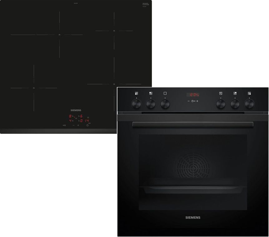 Siemens EQ522IA01, Einbauherd-Set, Bestehend aus HE517GBS4 Herd, 60 x 60 cm, 3D Heißluft, Selbstreinigung, Clip Auszug & EI645CFB6E Induktionskochfeld, Bräterzone, powerBoost, Edelstahl Rahmen 1