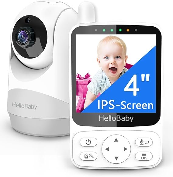 HelloBaby Babyphone mit Kamera – 29 Std. Akku, 355°/120° PTZ-Kamera, 2× Zoom, Infrarot-Nachtsicht, ECO-Modus, 305 m Reichweite & Zwei-Wege-Audio