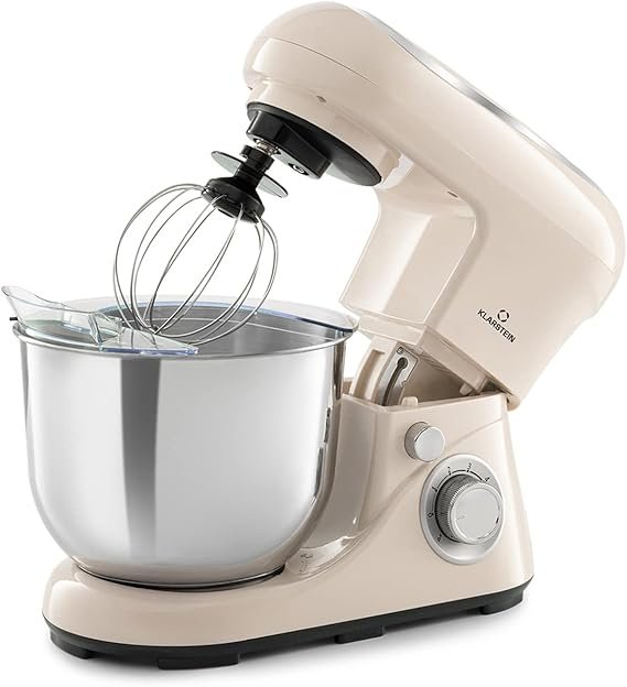 Klarstein Multifunctional Mixer with Stand Mixer, 5L Bowl, 1300W, Dough Hook, Bread Mixer, Electric Kitchen Mixer, Planetary Rotation 6 Speeds