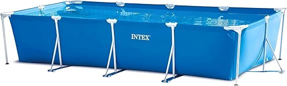 Intex Rechteckiger Frame Pool – Stahlrahmen Schwimmbecken für den Garten, schneller Aufbau, robust & langlebig