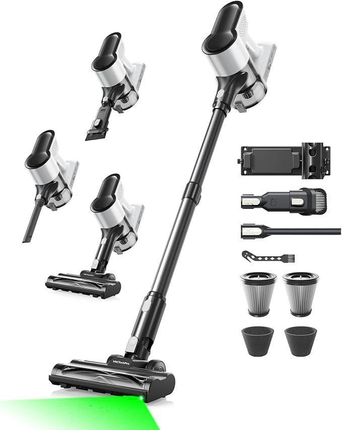 VACTechPro F02 Lite Akku-Staubsauger, 550 W, 50 kPa Saugleistung, Kabelloser Handstaubsauger mit 8-Stufen-Filtersystem, Selbststehend