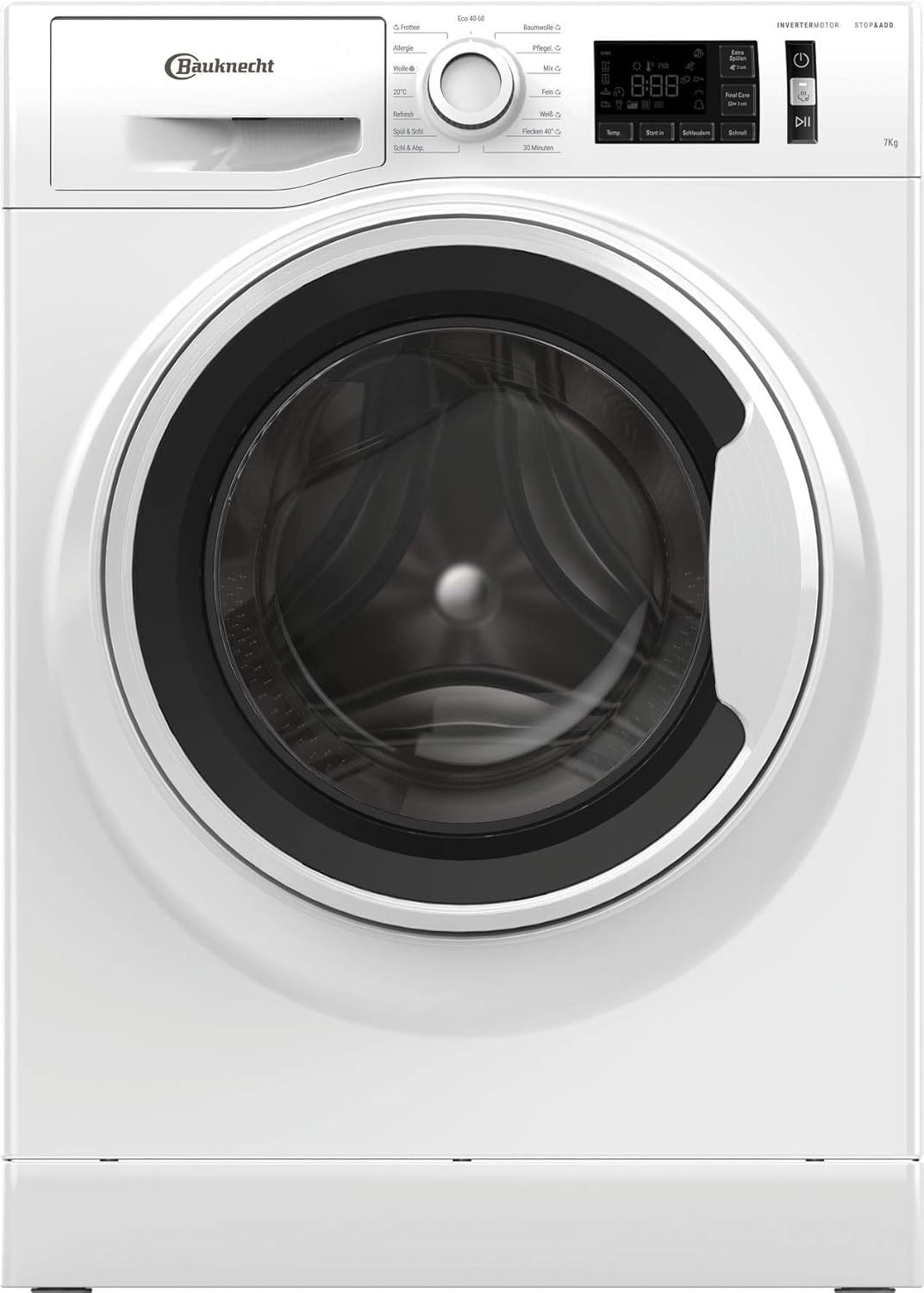 Bauknecht W Active 711 B Waschmaschine-Frontlader/ 7kg/ 1400 U/min/Kraftvolle Fleckentfernung/Dampf Programme/Steam Hygiene mit Antivirus/Steam Refresh/Stopp&Add Funktion/Dynamic Inverter-Motor