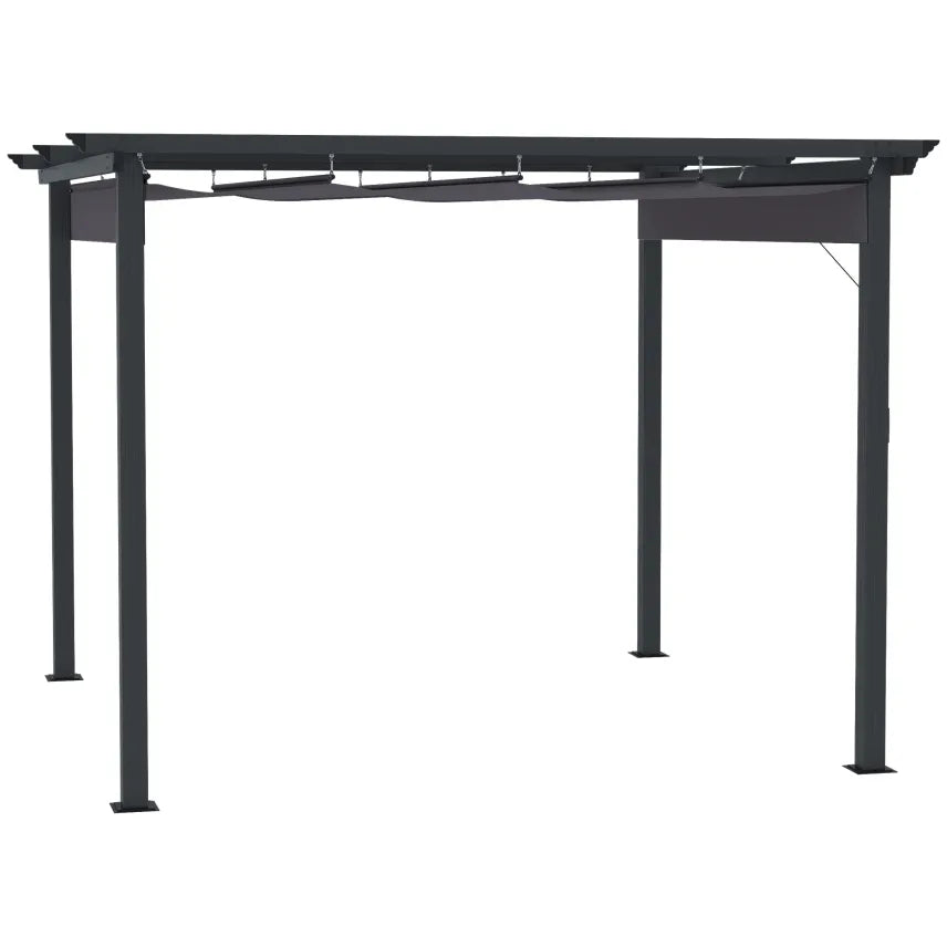 Outsunny Pergola 2,95×2,95 m mit Schiebedach Grau