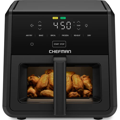 Chefman TurboFry Airfryer 9 Qt. – Große Heißluftfritteuse, Ölarmes Kochen, Schwarz