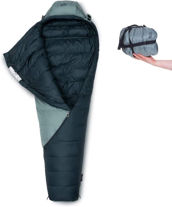 qeedo Takino Daunenschlafsack, Winterschlafsack (Gr. M & L) warm, klein & leicht 1