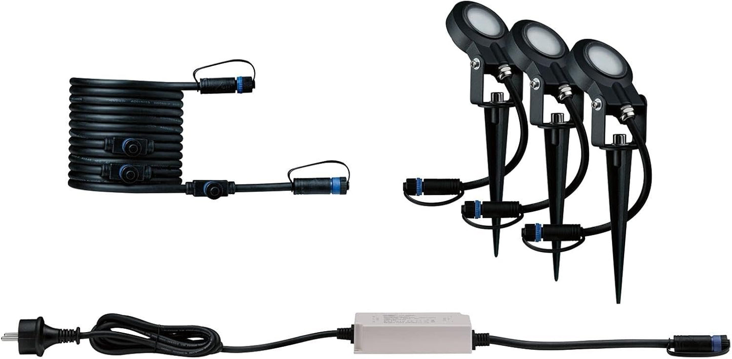 Paulmann Leuchten Paulmann 93696 Outdoor Plug & Shine 3er-Set Spot Sting Basisset IP67 3000K 3 x 6W 1