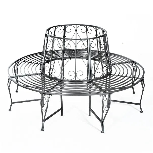 Outsunny Baumbank Rundbank 360° Design große Sitzfläche Metall