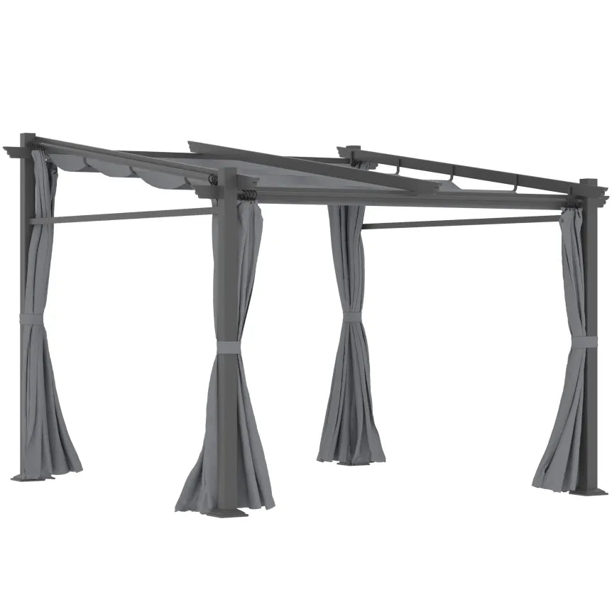 Outsunny Pergola mit ausziehbarem Dach Seilzugsystem