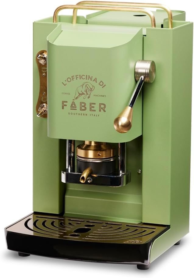 Faber PRO Total Deluxe Kaffeemaschine aus Messing, 44 mm Ese Papier, 1.3 liters, (Weiß)(Cherry Red)
