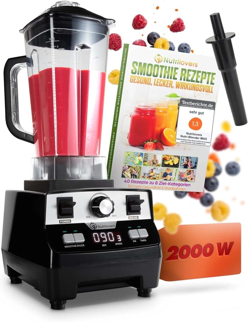 NUTRI-BLENDER MAX+ Hochleistungsmixer 2000W Standmixer Smoothie Hochleistung Smoothie-Maker Profi Mixer Blender – 2L Tritan, BPA-FREI, 9 Stufen,