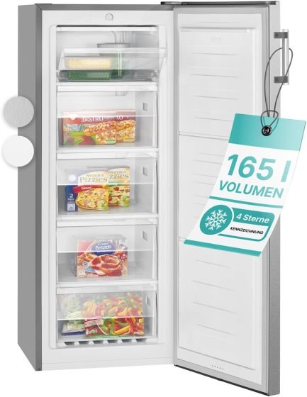 Bomann großer Gefrierschrank freistehend | 165 Liter Nutzinhalt für Lebensmittel | 5 Schubladen | Freezer Eisschrank Froster | wechselbarer Türanschlag inkl. Eiswürfelschale | GS 7317.1 weiß 1