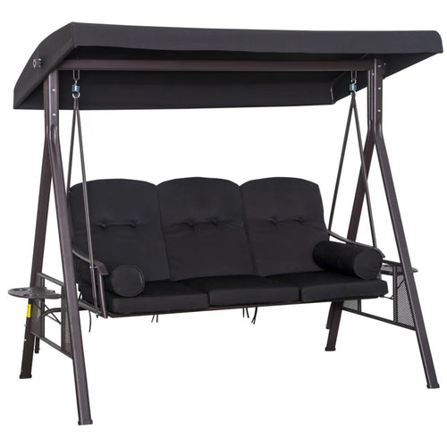 Outsunny 3-Sitzer Hollywoodschaukel mit Sonnendach & Kissen – Schwarz