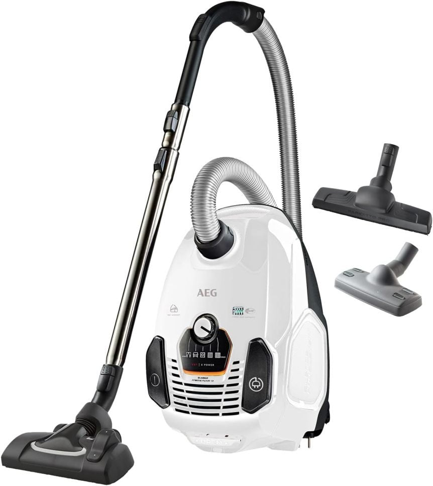 AEG VX7-2-IW-S Staubsauger / 360° drehbare Softrder / nur 69 db(A) / inkl. Zusatzdüsen / Ergo-Handgriff / waschbarer Filter / 650 Watt / 12 m Aktionsradius / neue technische Version / wei 1