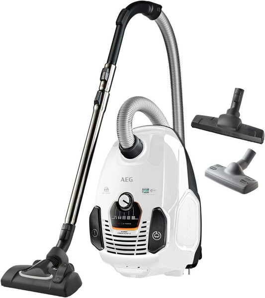 AEG VX7-2-IW-S Staubsauger / 360° drehbare Softrder / nur 69 db(A) / inkl. Zusatzdüsen / Ergo-Handgriff / waschbarer Filter / 650 Watt / 12 m Aktionsradius / neue technische Version / wei 1