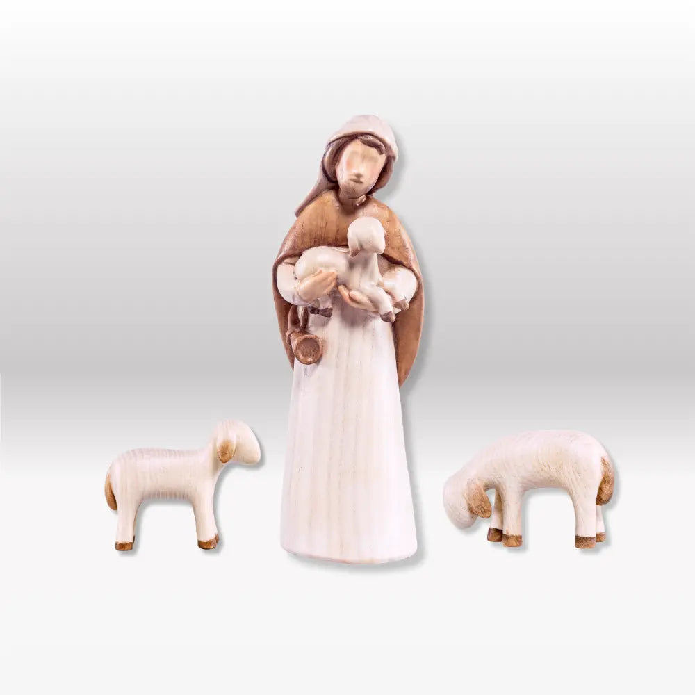 Hirte mit zwei Schafe (3 Figuren) von Akantus bemalt I AB-4