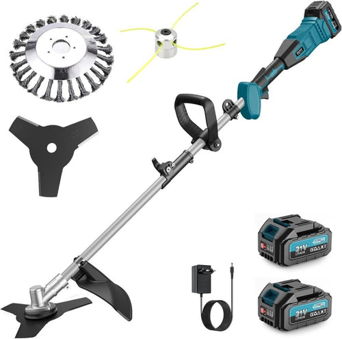 Akku Rasentrimmer mit 2 Akku, 16000mAh/21V 1000W Bürstenloser Akku Freischneider, Schnittdurchmesser 30cm, Multifunktion Rasenkantenschneider Akku für Rasen Garten Beschneiden – E-Edge
