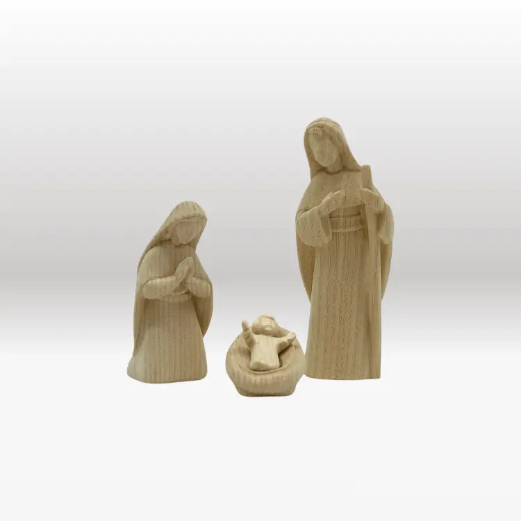 Heilige Familie (3 Figuren) Akantus natur mit Krippenstall "Bethlehem"