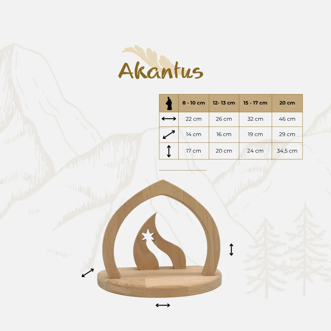 Heilige Familie (3 Figuren) von Akantus natur mit Familienkrippe "Bethlehem"