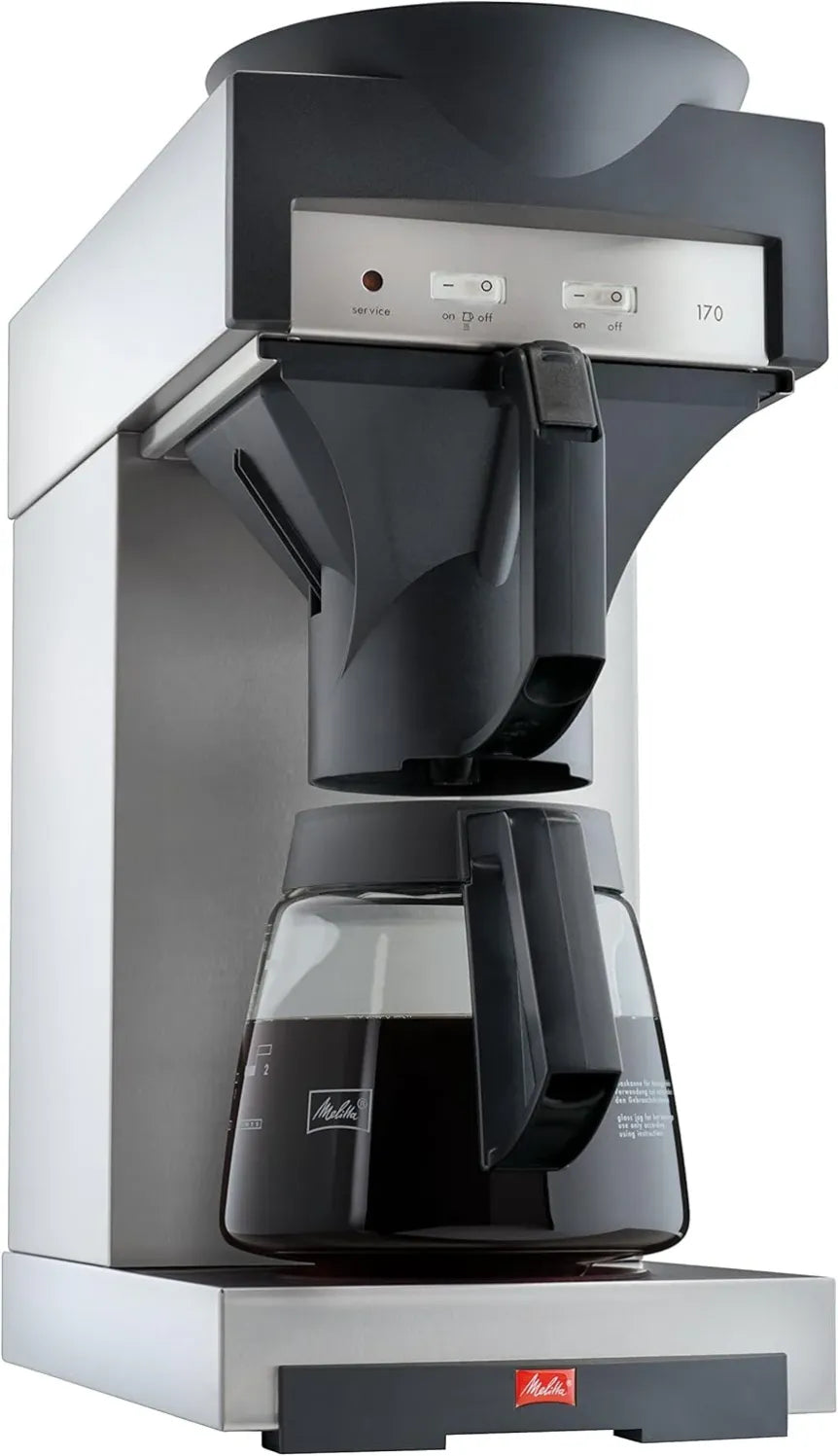 Melitta 20348 Filterkaffeemaschine mit Glaskanne – Edelstahl/Schwarz