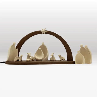 Krippenfiguren Set (10 Figuren) von Ambiente Design mit Stall "Sternenschein" braun