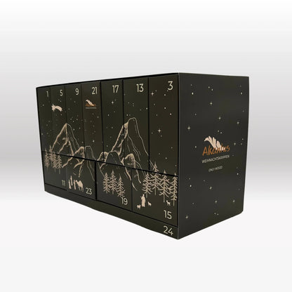 Adventskalender: 8er Set von Akantus natur mit Krippenhaus "Akantus Design Original" schwarz I AD-0-3 + KN-2