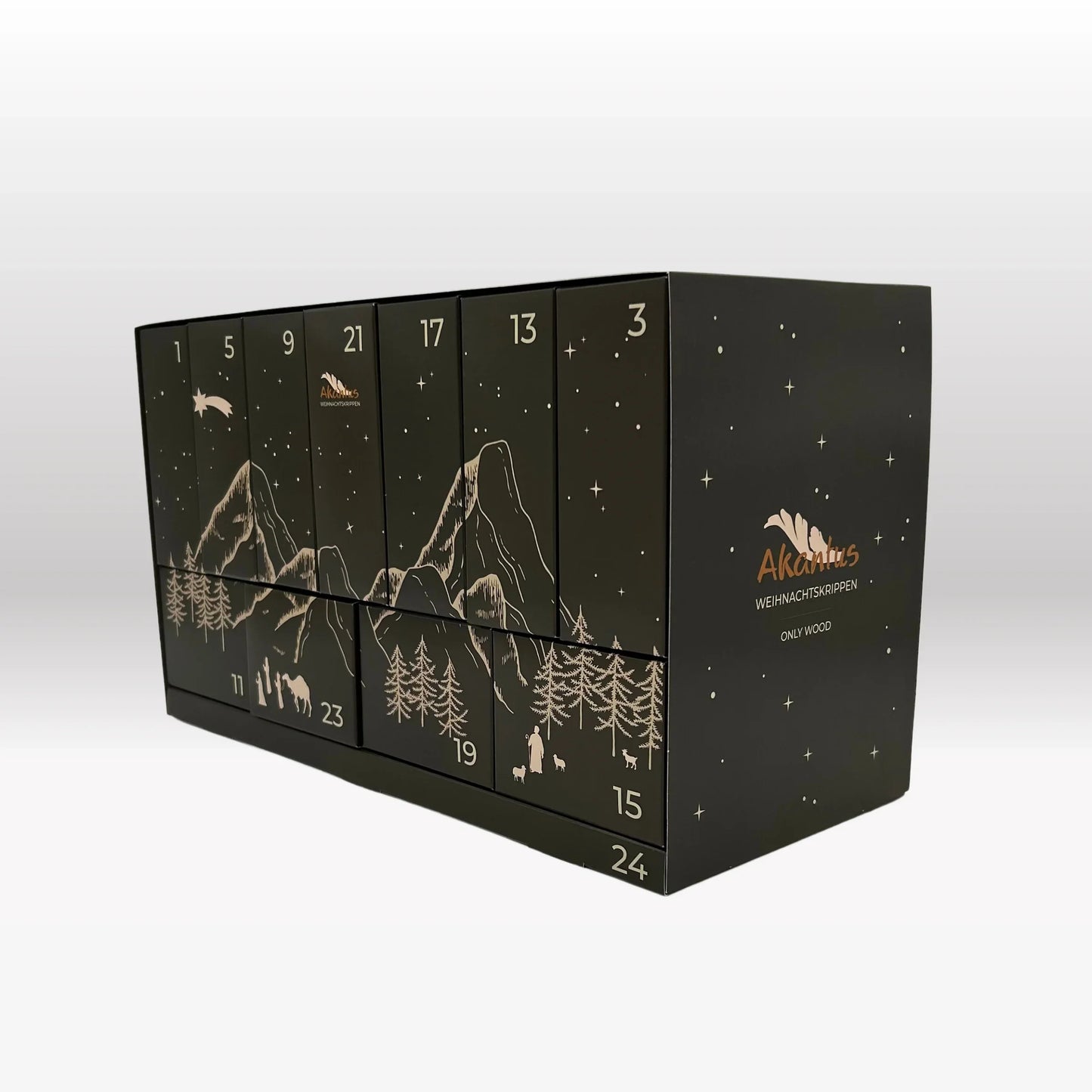 Adventskalender Nr. 2: von Akantus natur mit Stall "Akantus Design" grau