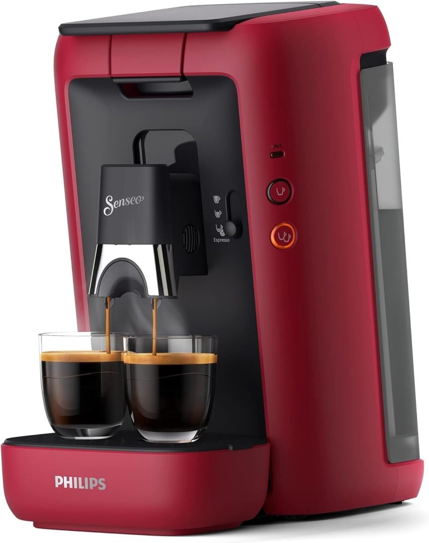 Philips Senseo Maestro Kaffeepadmaschine mit Kaffeestrkewahl und Memo-Funktion, 1,2 Liter Wasserbehlter, Grünes Produkt, Farbe: Rot (CSA260/90) 1