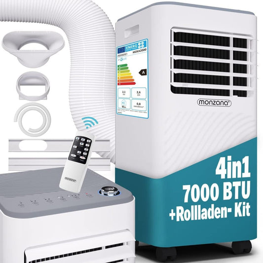 Monzana lokale Klimaanlage MZKA2000 Mobil Abluftschlauch 7000BTU 3in1 750W 24h Timer 25qm Fernbedienung Luftentfeuchter Rollladenkit Klimagerät 1