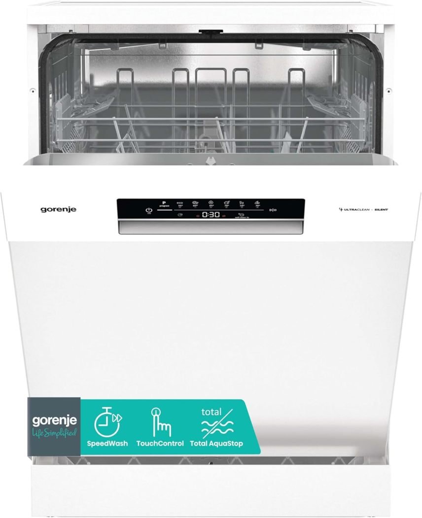 Gorenje GS642E90W Freistehender Geschirrspüler, 60 cm, 13 Maßgedecke, Total AquaStop, vollständiger Überlaufschutz, Hygiene Programm, SpeedWash