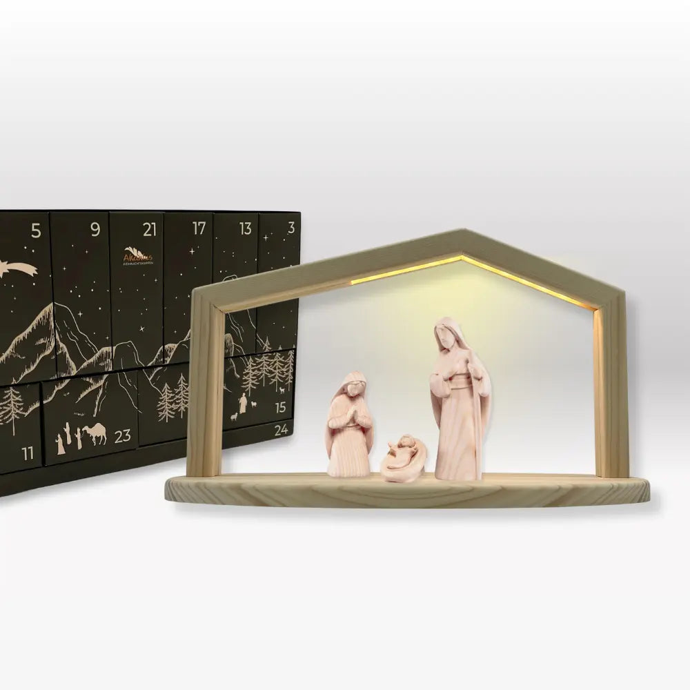 Adventskalender: 3er Set von Akantus natur mit Krippenhaus "Akantus Design Original" Fichte I AD-0-1 + KN-1