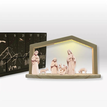 Adventskalender: 8er Set von Akantus natur mit Krippenhaus "Akantus Design Original" Fichte I AN-0-1 + KN-2