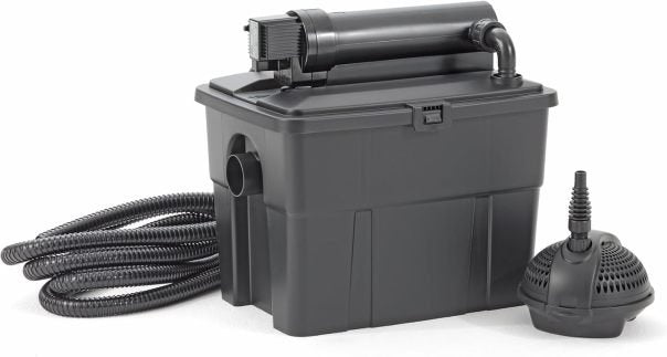 Pontec 50238 MultiClear Set 5000 – Komplettset aus Filterpumpe und Durchlauffilter , Durchlauffilterset, Mehrkammerfilter, Gartenteichfilter