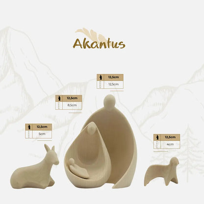Krippenfiguren Set (10 Figuren) von Ambiente Design mit Stall "Sternenschein" natur