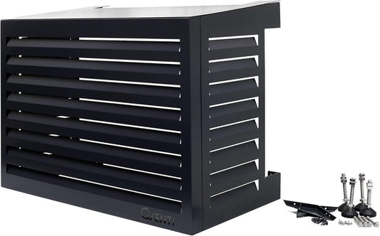 Qventi Abdeckung für Klimaanlage – Anthrazit/Grau – Aluminium – Schutzgitter – Verkleidung – Einfache Montage – Größe S – Außenmaße (LxBxH): 100 x 50 x 75 cm
