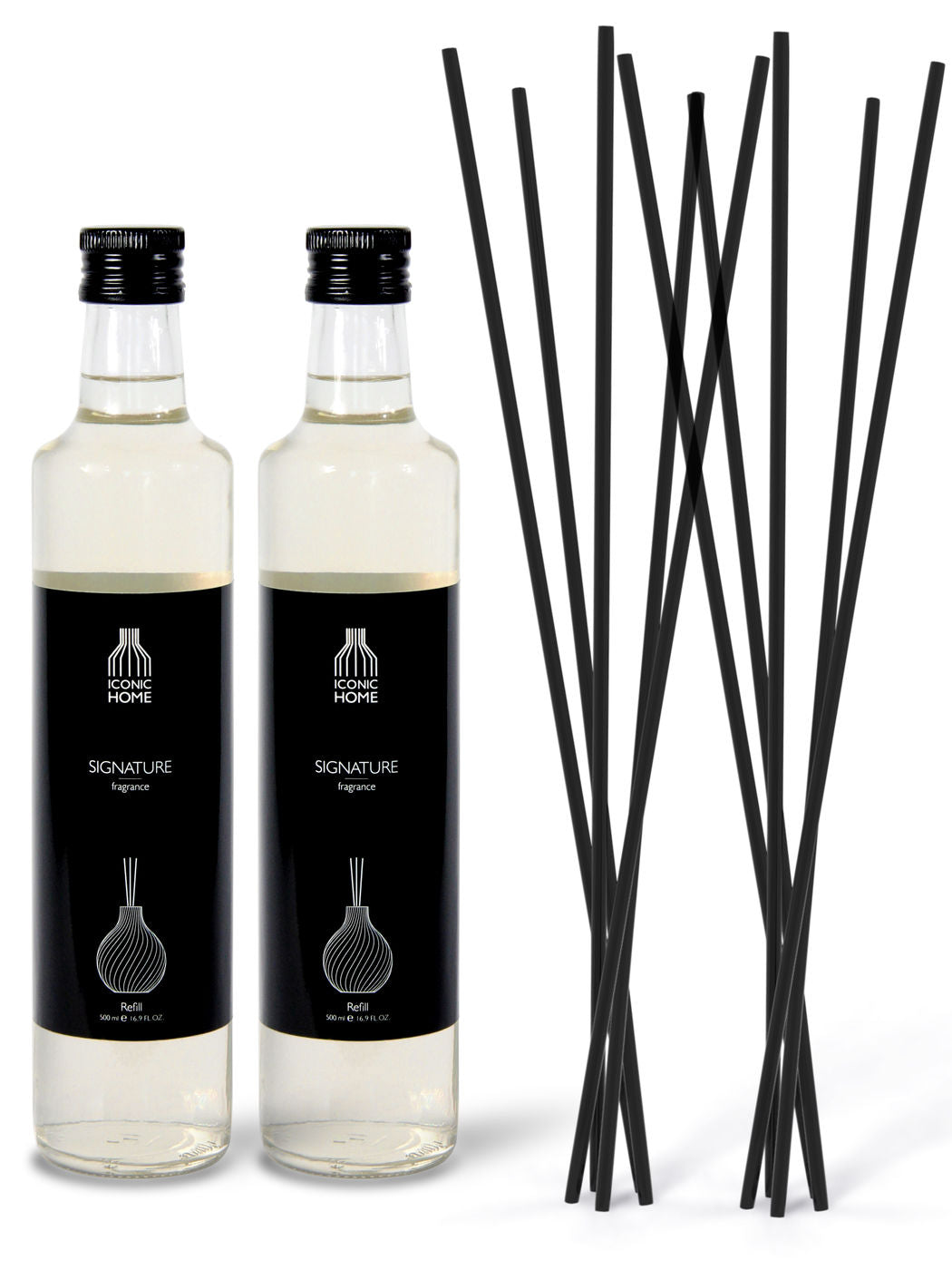 2 x 500 ml Flasche Signature Raumduft mit Stäbchen von ICONIC HOME