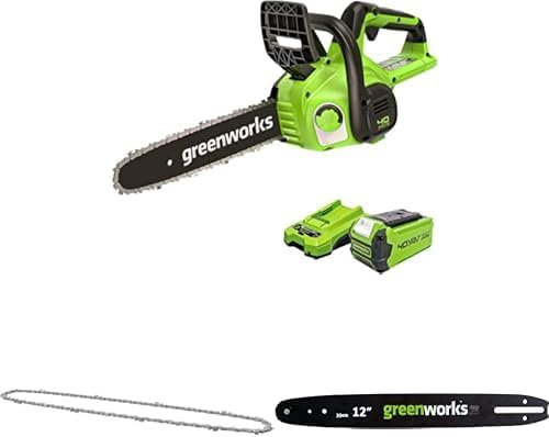 Greenworks 40V Akku-Kettensäge 30 cm – Inkl. 2Ah Akku, Ladegerät, Ersatzkette und 30 cm Führungsschiene