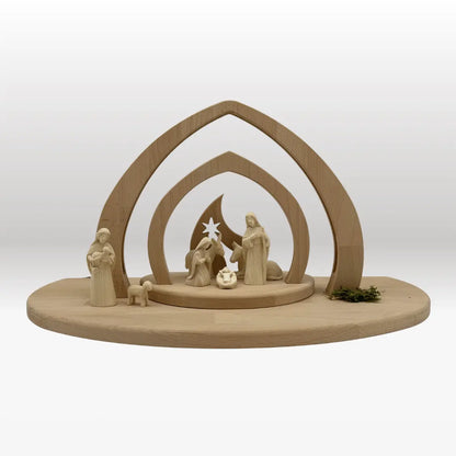 Krippenfiguren Set (7 Figuren) Akantus natur mit Krippenstall "Bethlehem"