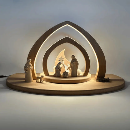 Krippenfiguren Set (7 Figuren) Akantus natur mit Krippenstall "Bethlehem"