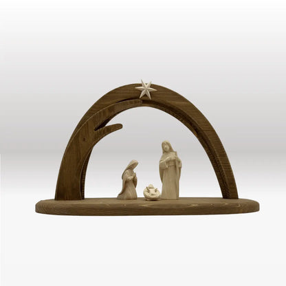 Heilige Familie (3 Figuren) von Akantus natur mit Stall "Leonardo"