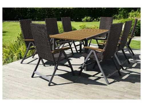 Geflecht-Set »Valencia«, 9-teilig – Ausziehtisch & 8 Klappsessel, braun