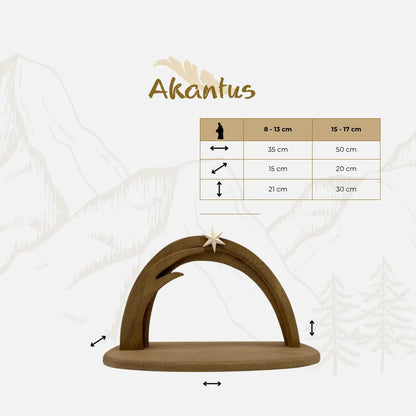 Krippenfiguren Set (7 Figuren) von Akantus natur mit Stall "Leonardo"