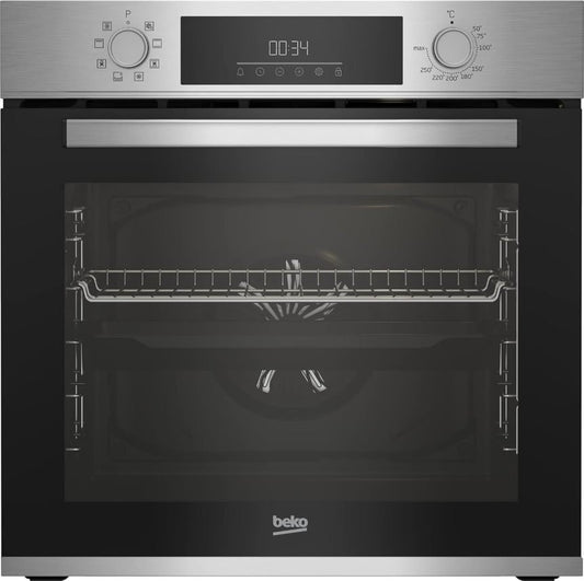 Beko BBSM12340X Einbau-Backofen-Set, zwei autarke Geräte: Induktionskochfeld mit 4 Kochzonen, Backofen mit 8 Heizarten, 72 l Garraum-Volumen, Kindersicherung, Sensortasten, Schwarz/Edelstahl 1