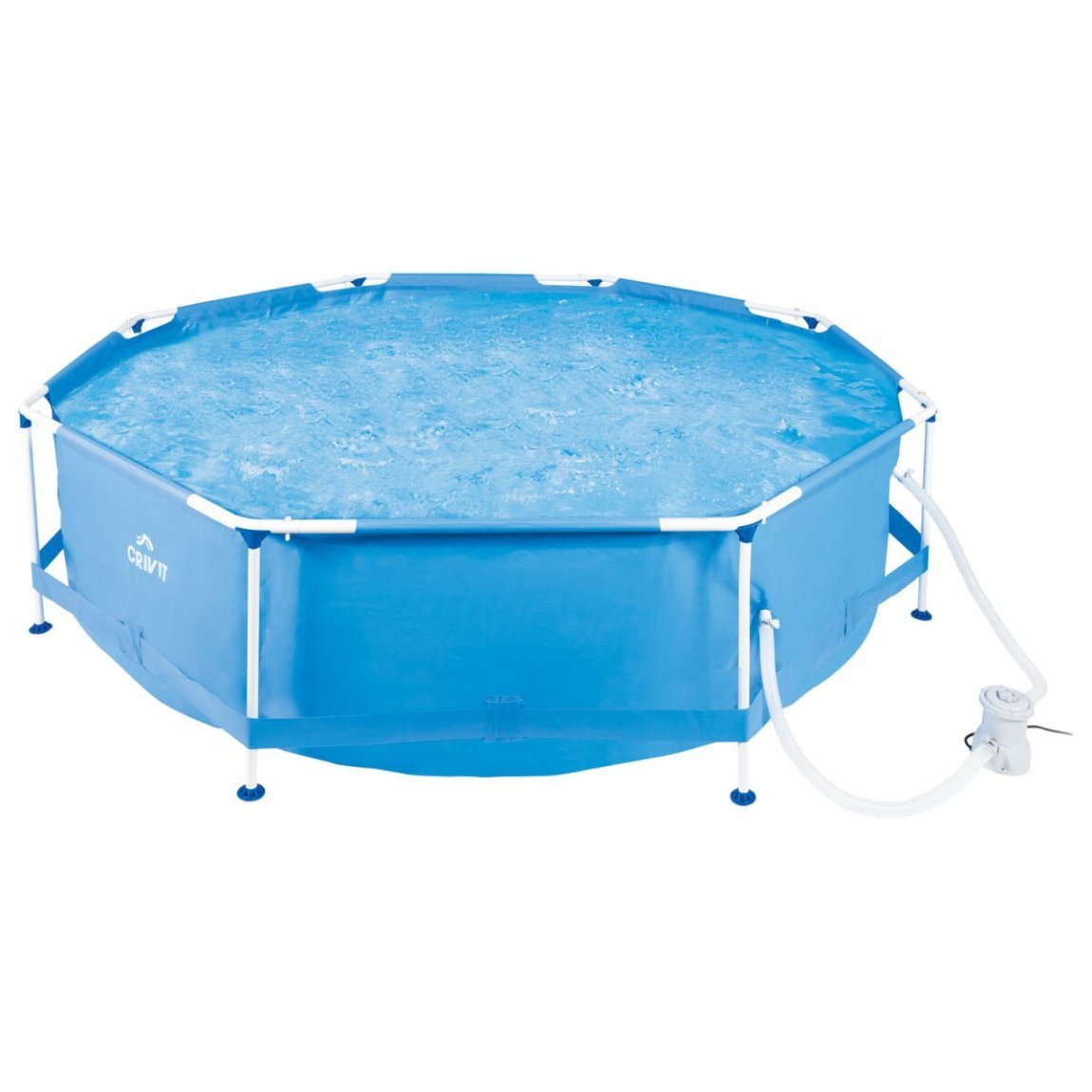 CRIVIT Metal-Frame-Pool, Ø 300 x H 76 cm, inkl. Filterpumpe – B-Ware neuwertig