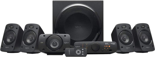 Logitech Z906 5.1 Sound System, Lautsprecher mit 1000 Watt Surround Sound, THX, Mehrere Audio-Eingänge, Fernbedienung, EU Stecker, PC/PS4/Xbox/Stereo-Anlage/TV/Smartphone/Tablet – Schwarz